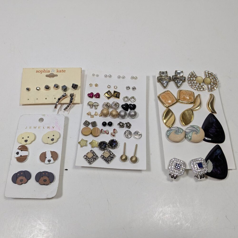 Stud Earring Lot 41 Pairs Ready to Wear Fashion Jewelry Variety Styles Colors